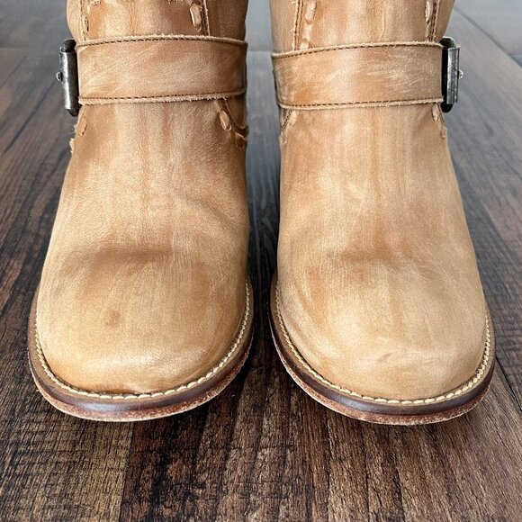 Musse and Cloud Anzel Leather Moto Buckle Boot Distressed Rugged Size 9 Brown - Picture 5 of 16